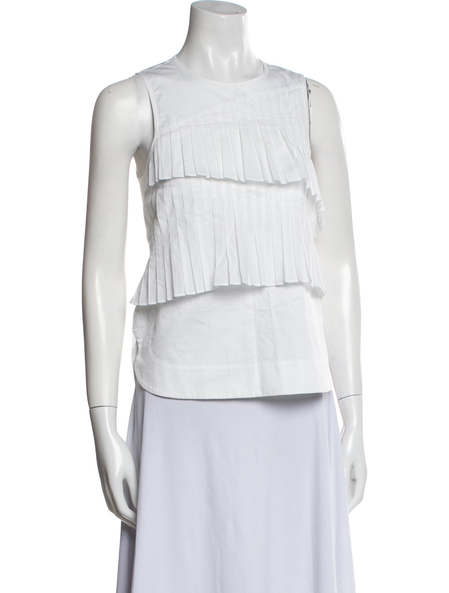 Tibi Crew Neck Sleeveless Crop Top