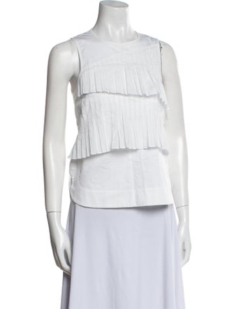 Tibi Crew Neck Sleeveless Crop Top