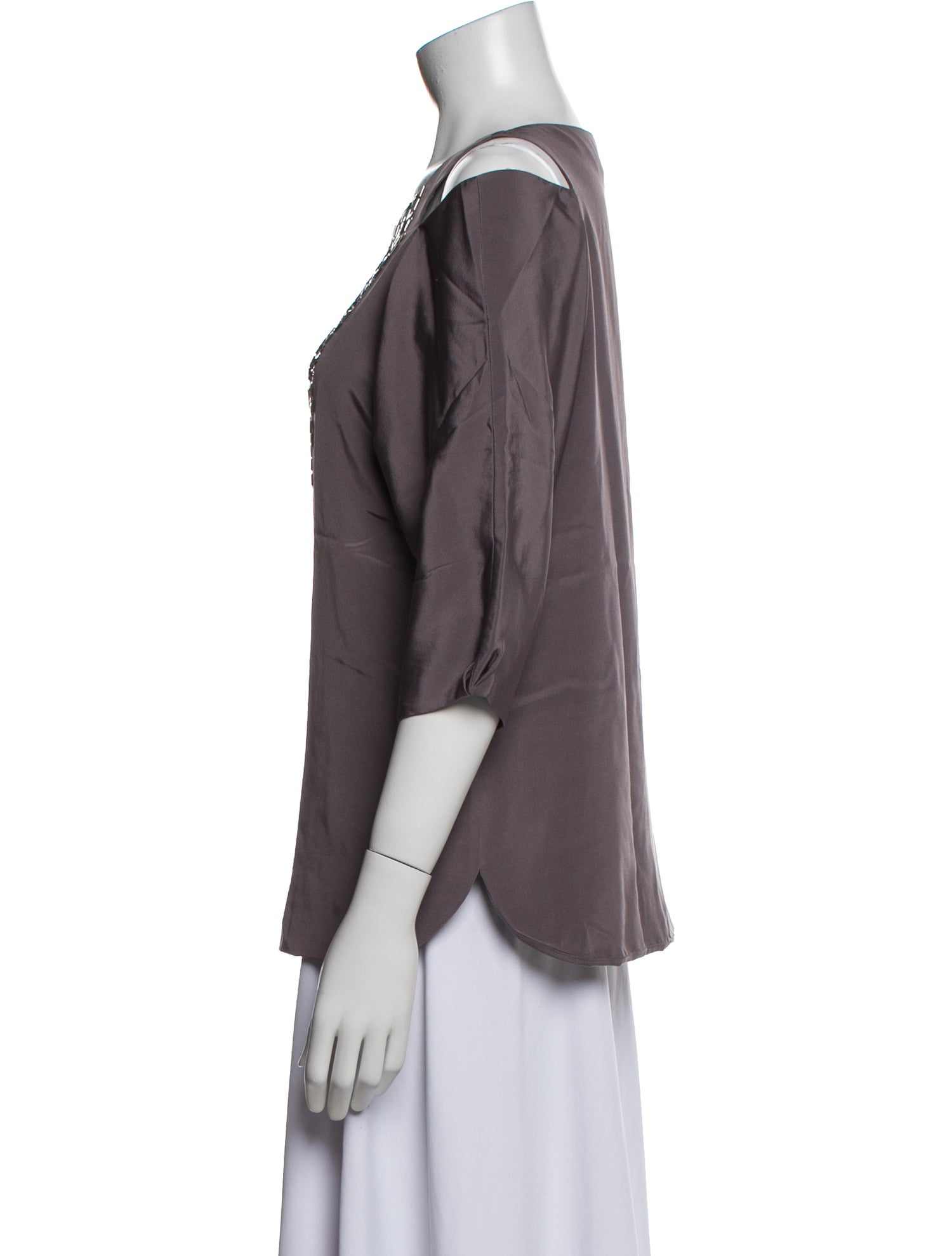 Tibi Silk Scoop Neck T-Shirt