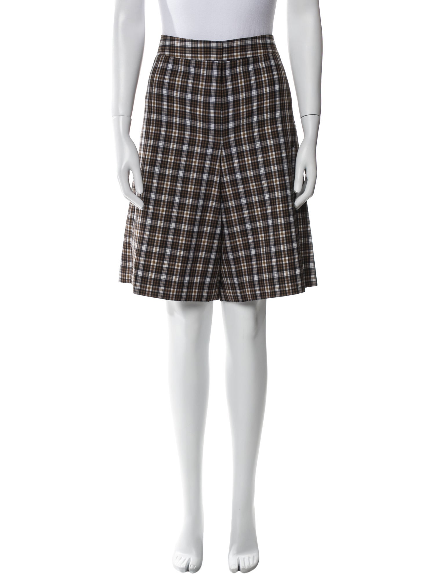 Tibi Plaid Print Knee-Length Shorts