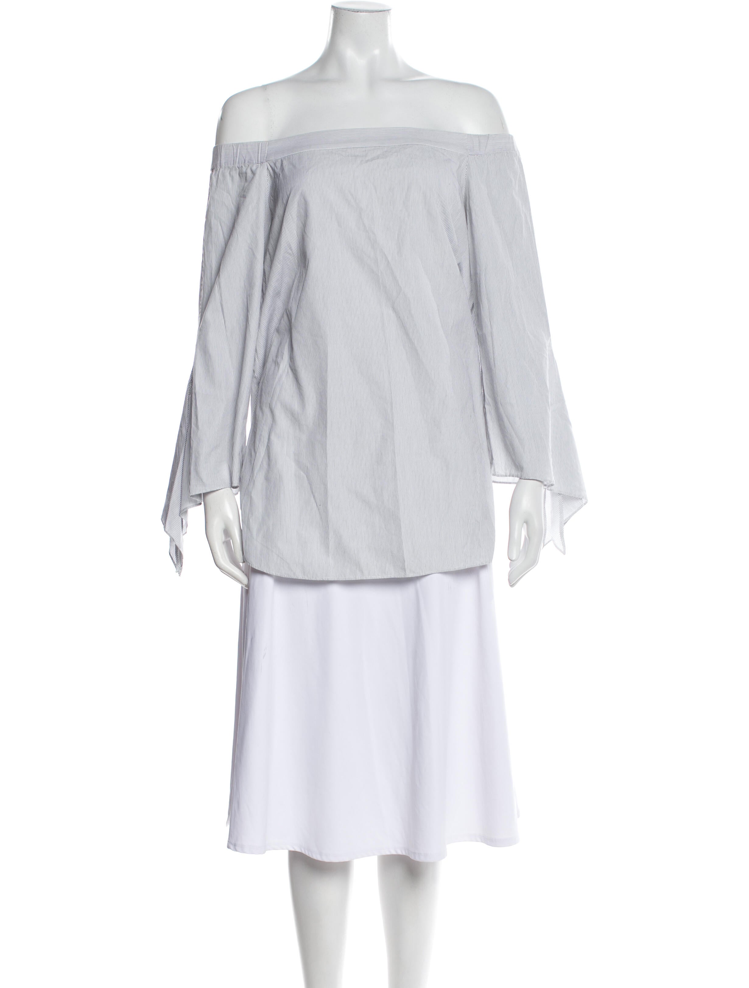 Tibi Striped Off-The-Shoulder Tunic