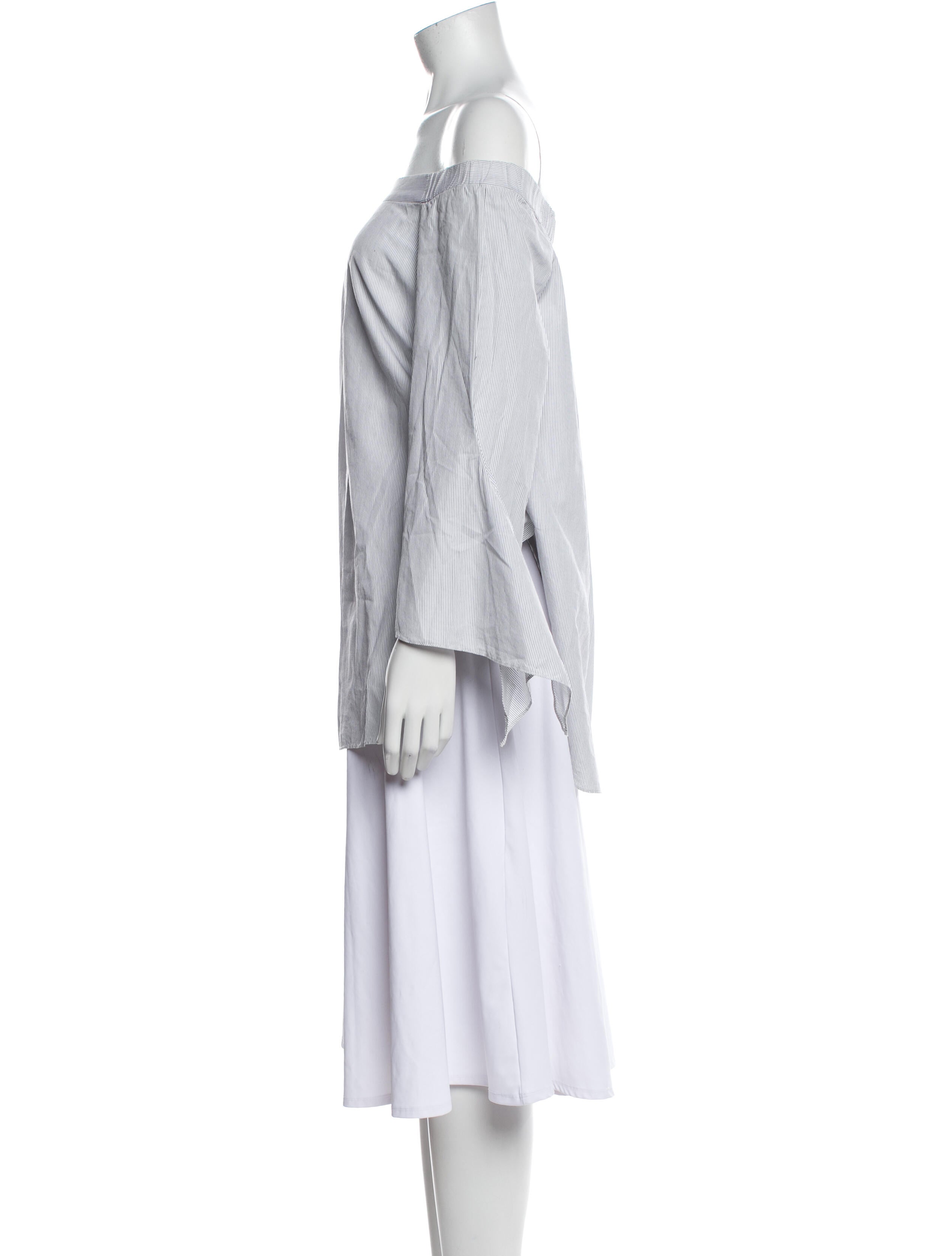 Tibi Striped Off-The-Shoulder Tunic