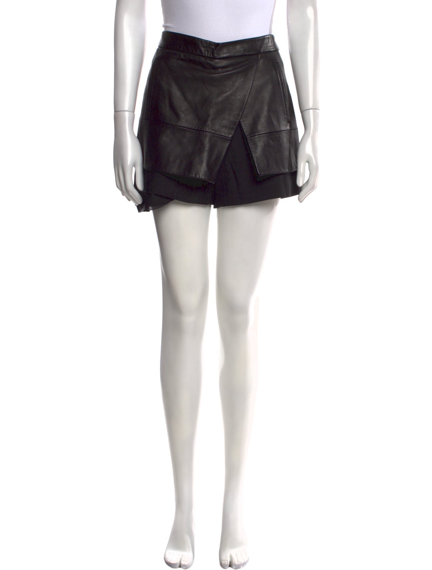 Tibi Leather Mini Shorts