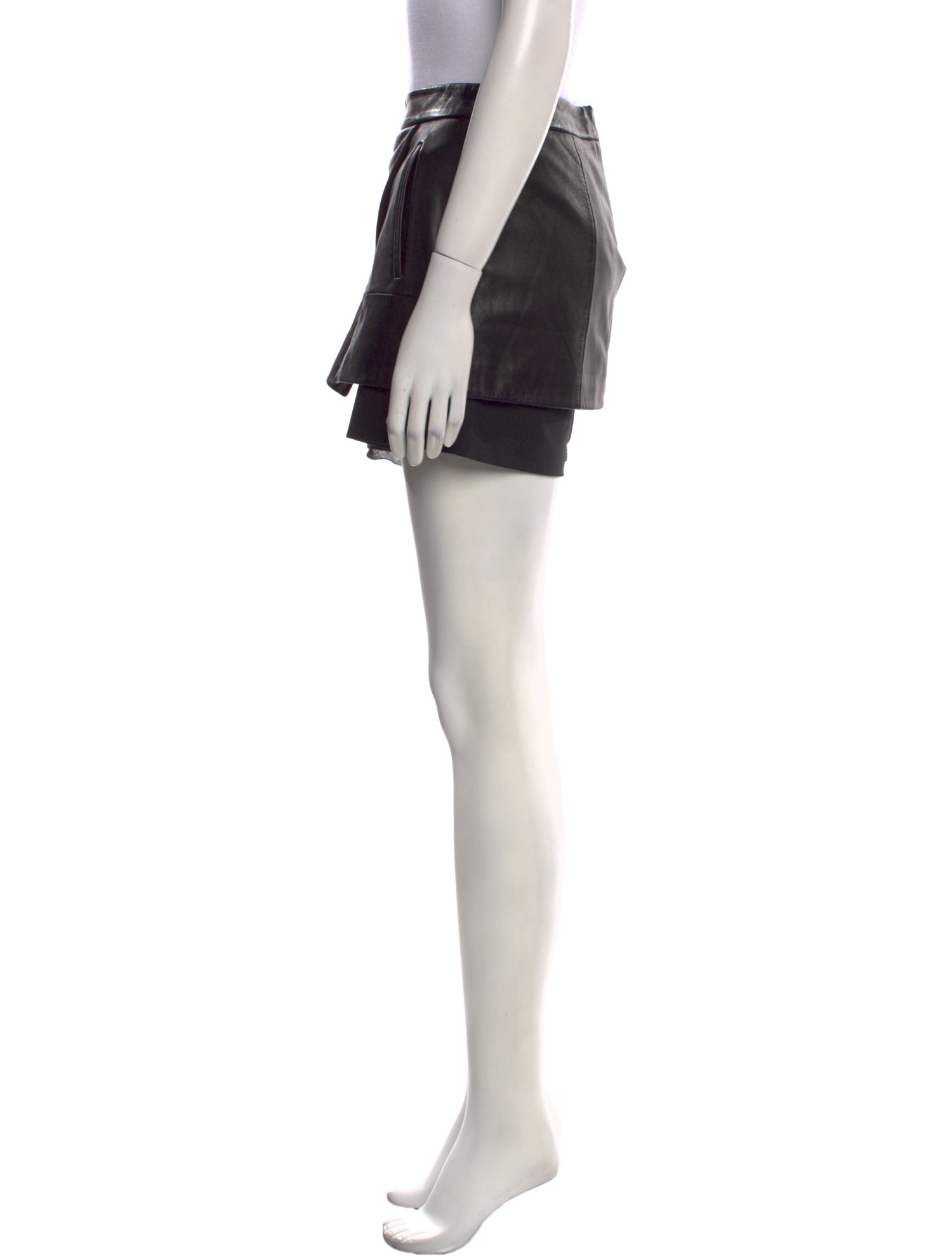 Tibi Leather Mini Shorts