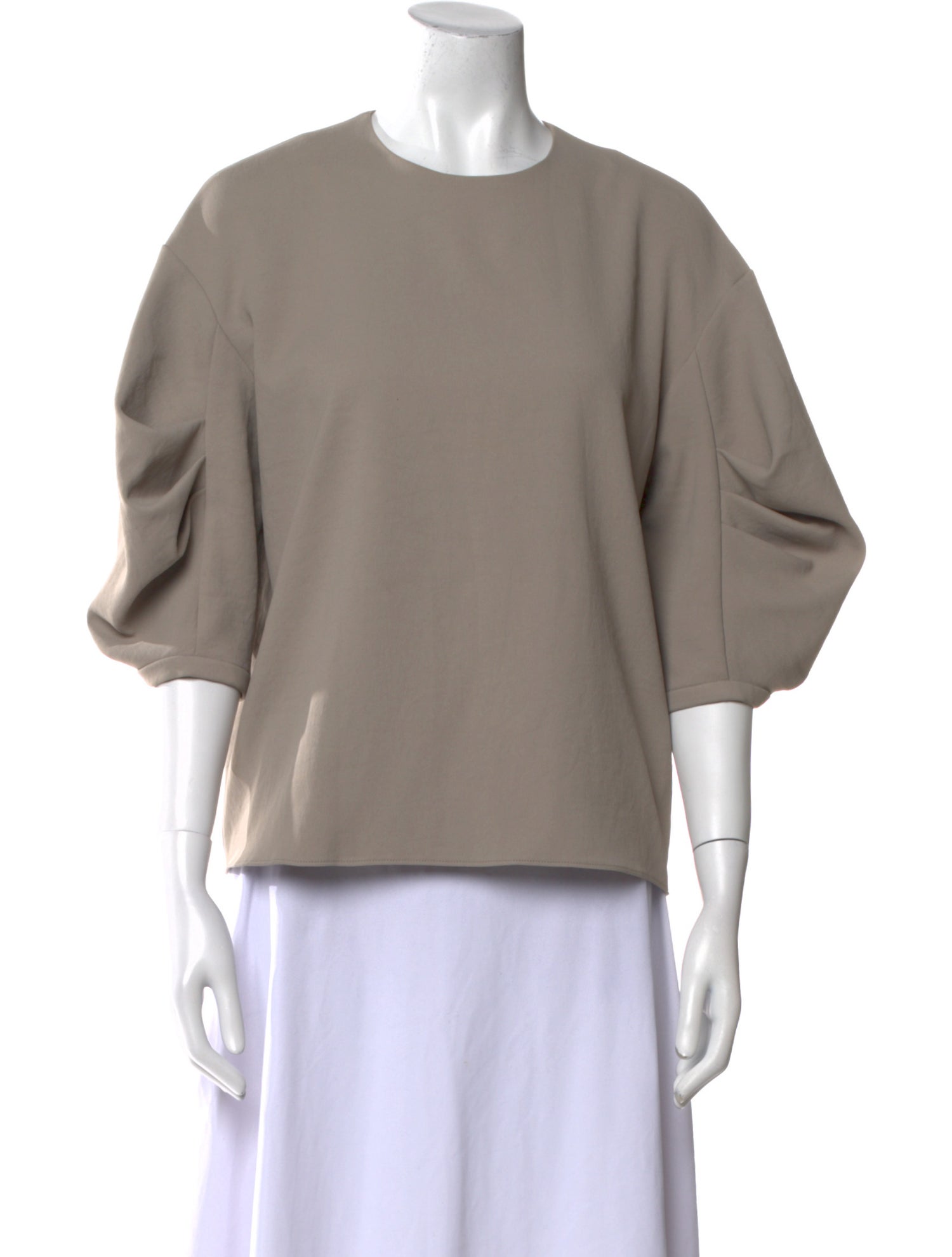 Tibi Crew Neck Three-Quarter Sleeve Sweatshirt