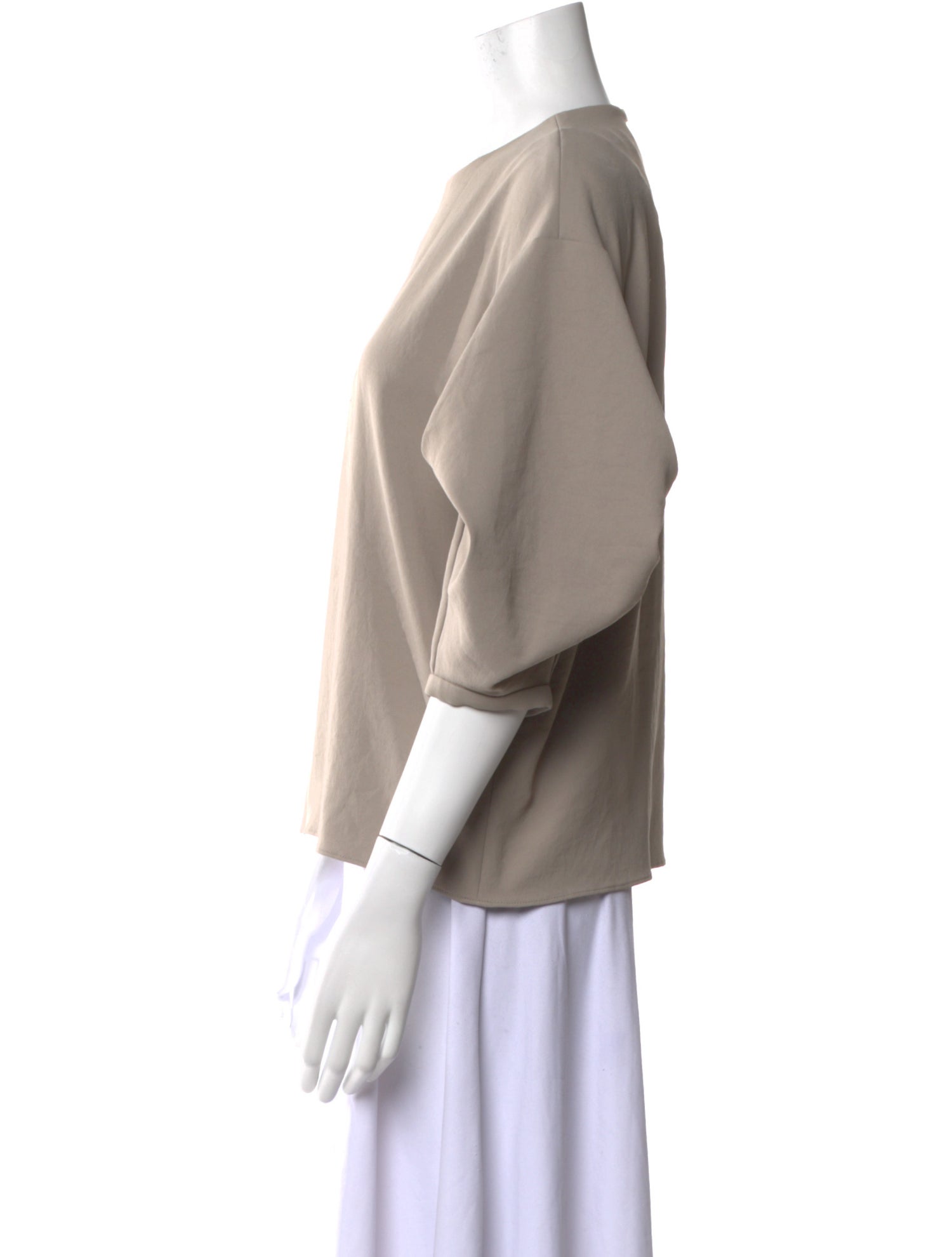 Tibi Crew Neck Three-Quarter Sleeve Sweatshirt