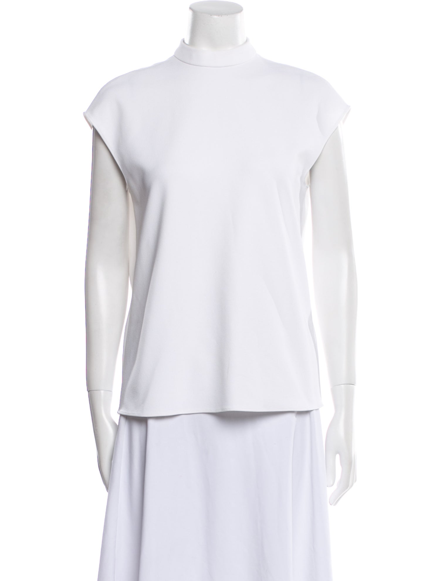 Tibi Mock Neck Short Sleeve T-Shirt