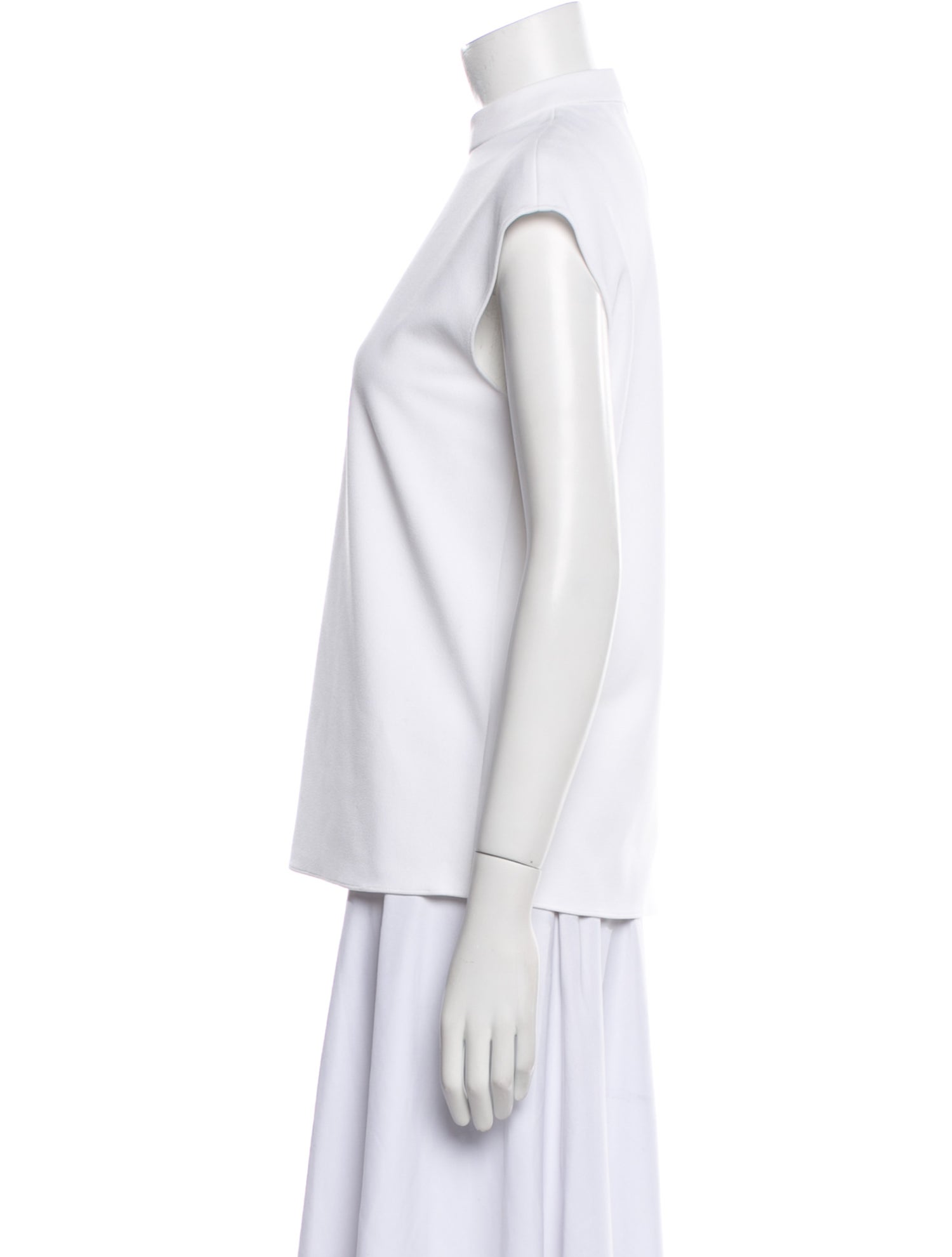 Tibi Mock Neck Short Sleeve T-Shirt