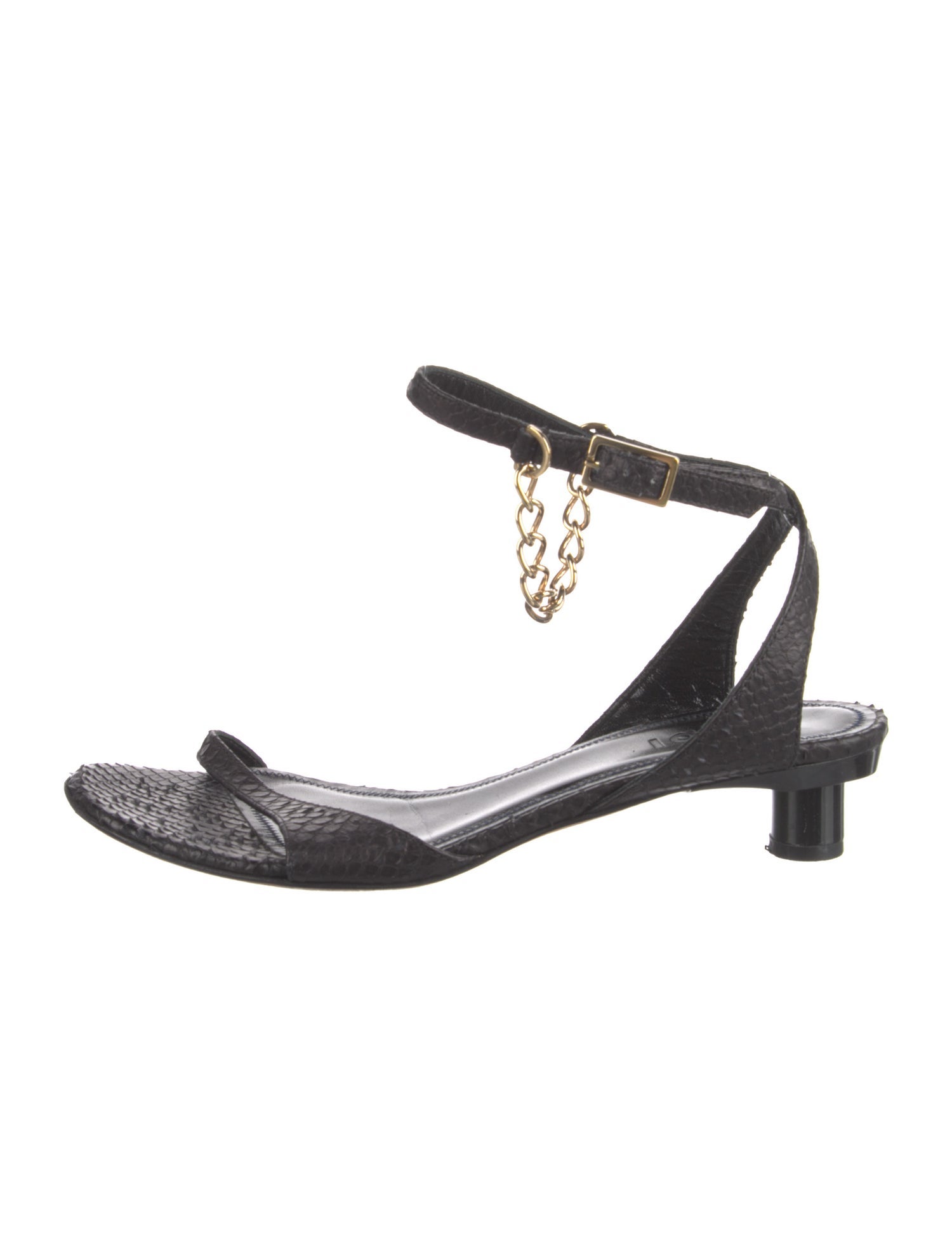 Tibi Snakeskin Chain-Link Accents Sandals