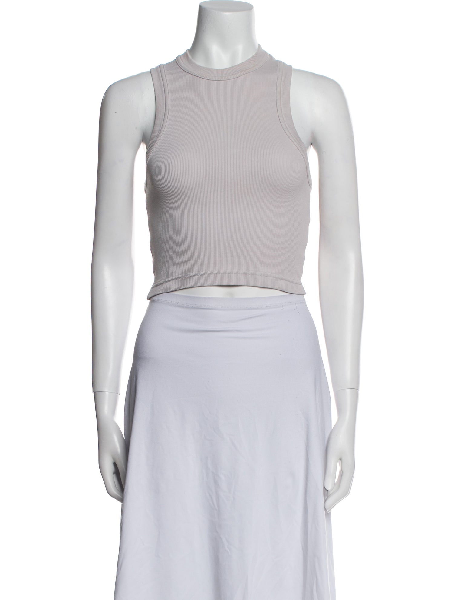 Tibi Crew Neck Sleeveless Crop Top