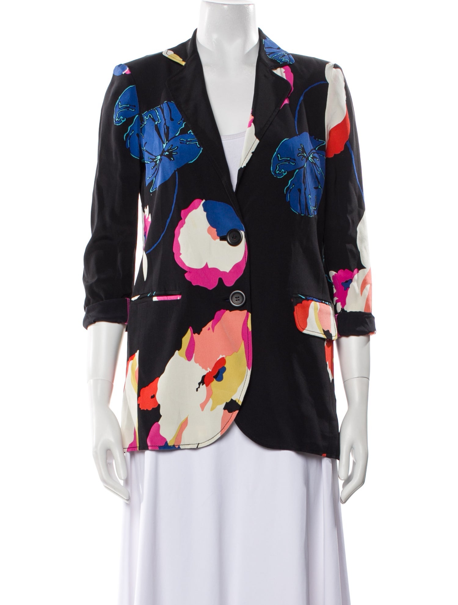 Tibi Silk Floral Print Evening Jacket
