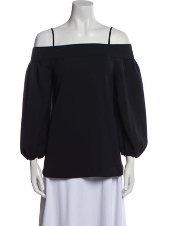 Tibi Square Neckline Three-Quarter Sleeve Blouse