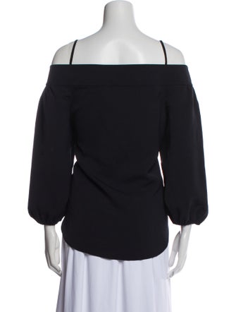 Tibi Square Neckline Three-Quarter Sleeve Blouse