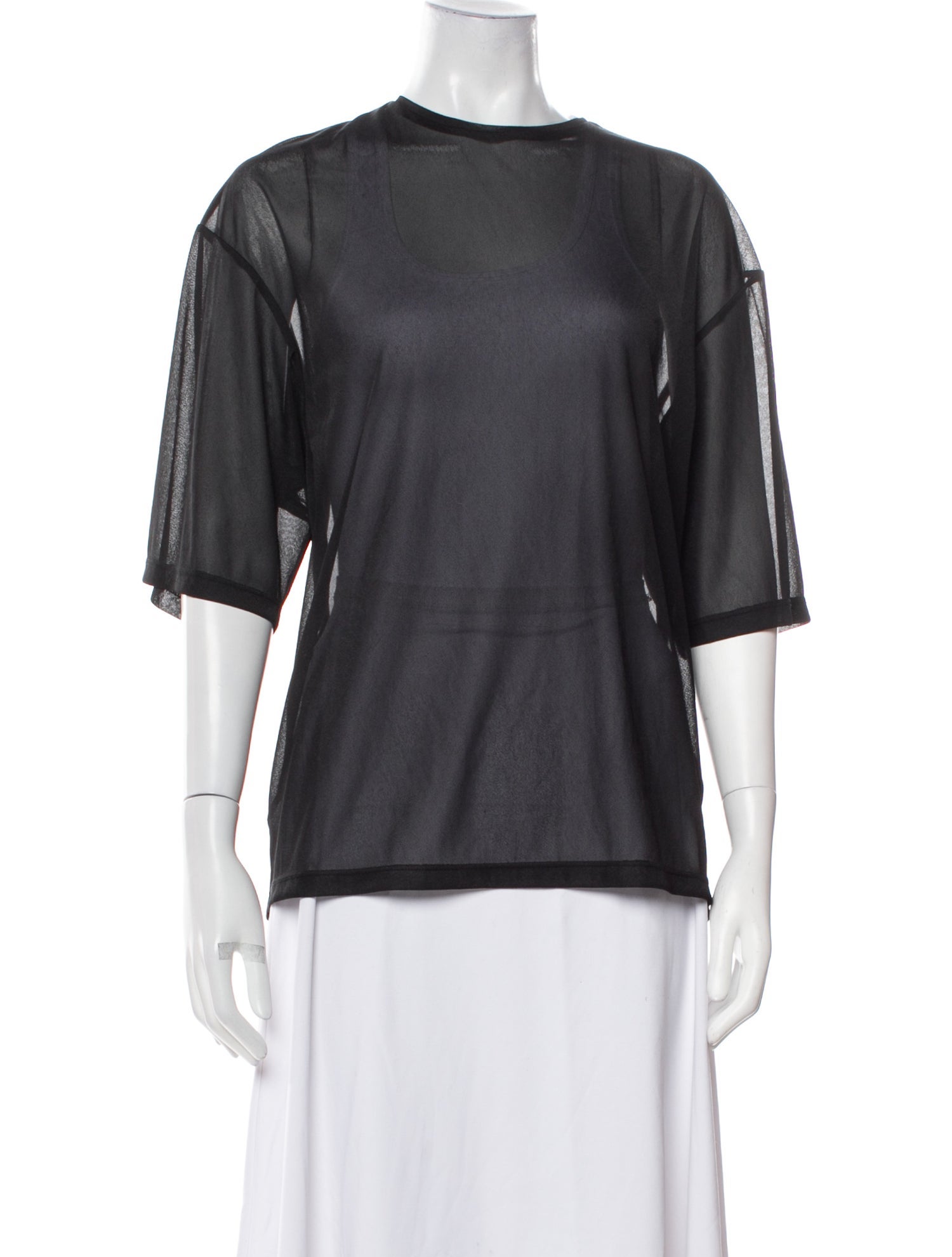 Tibi Scoop Neck Three-Quarter Sleeve T-Shirt w/ Tags