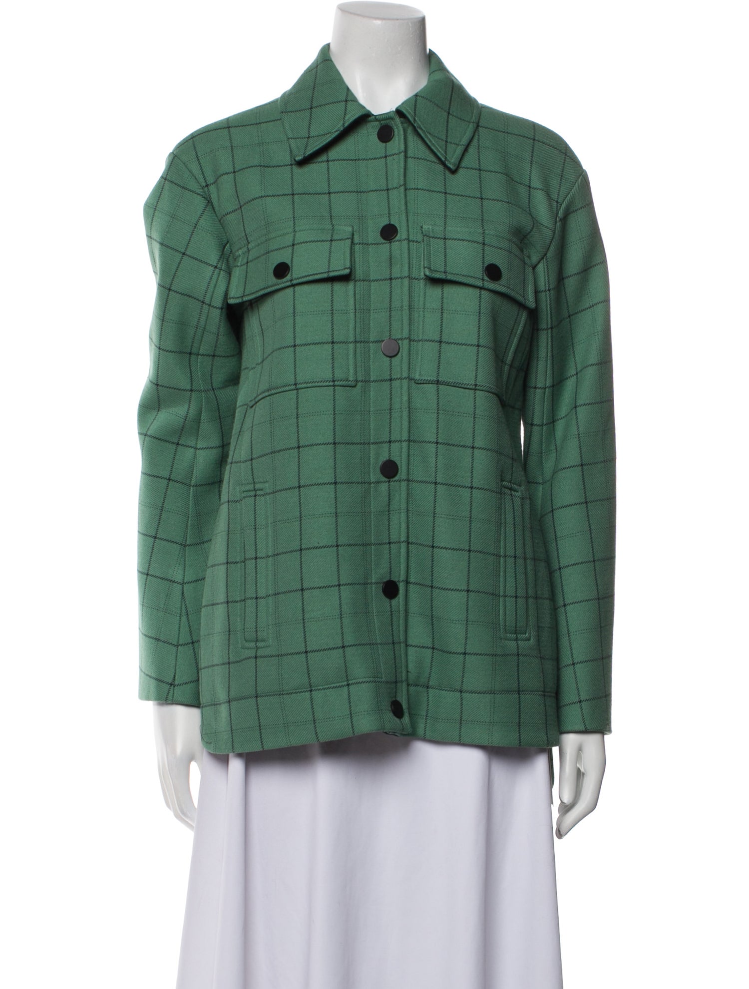 Tibi Plaid Print Utility Jacket