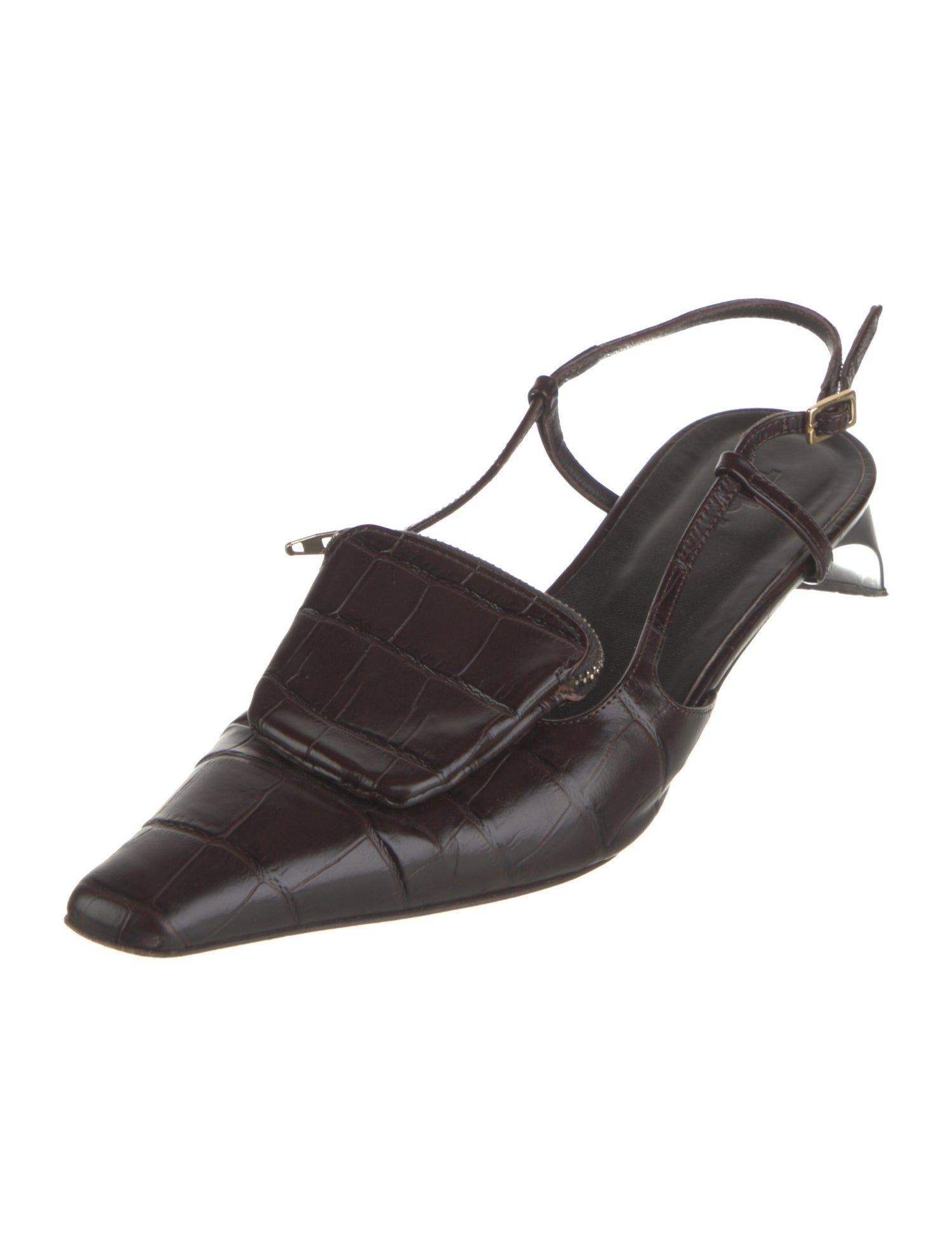 Tibi Embossed Leather Slingback Pumps