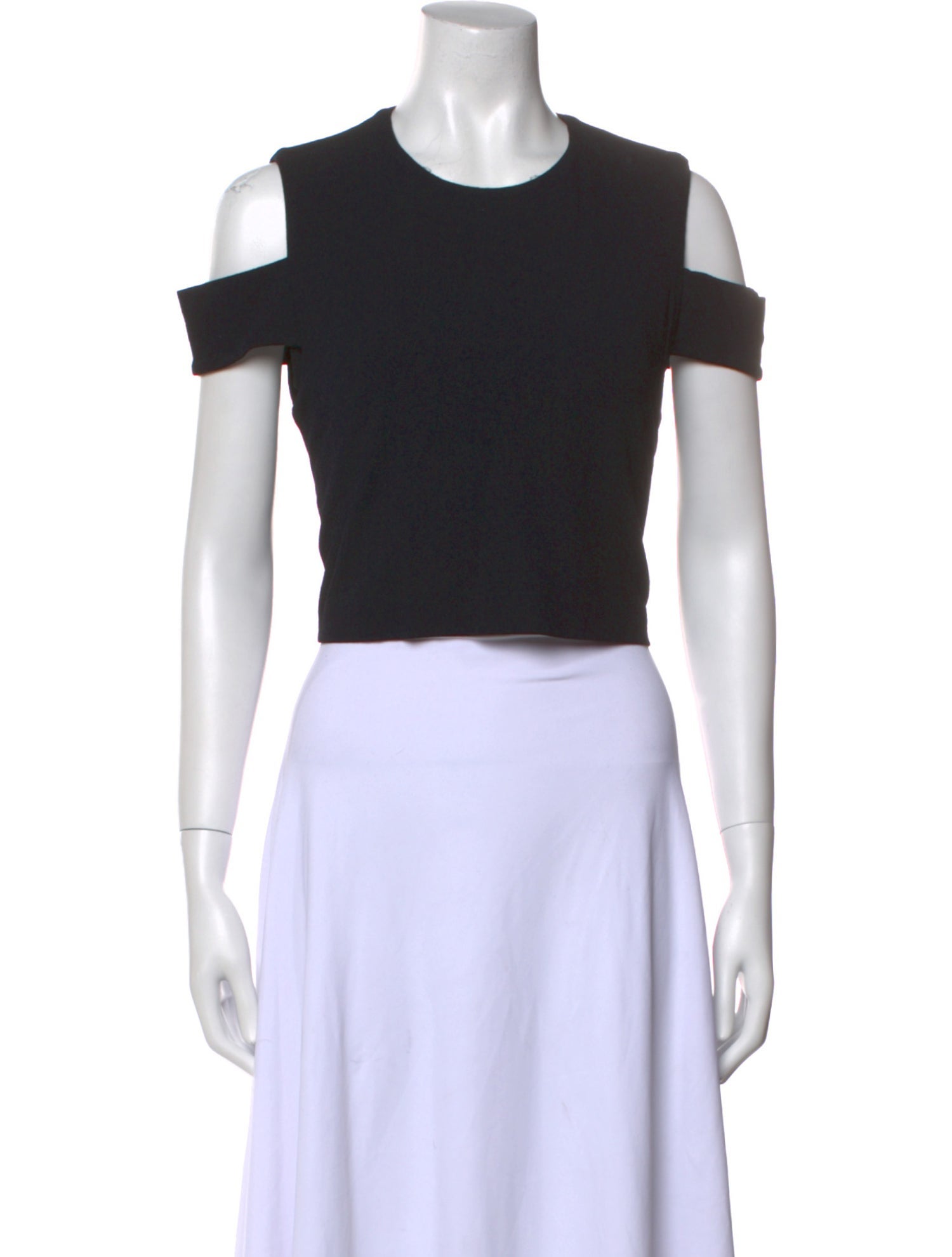 Tibi Crew Neck Short Sleeve Crop Top