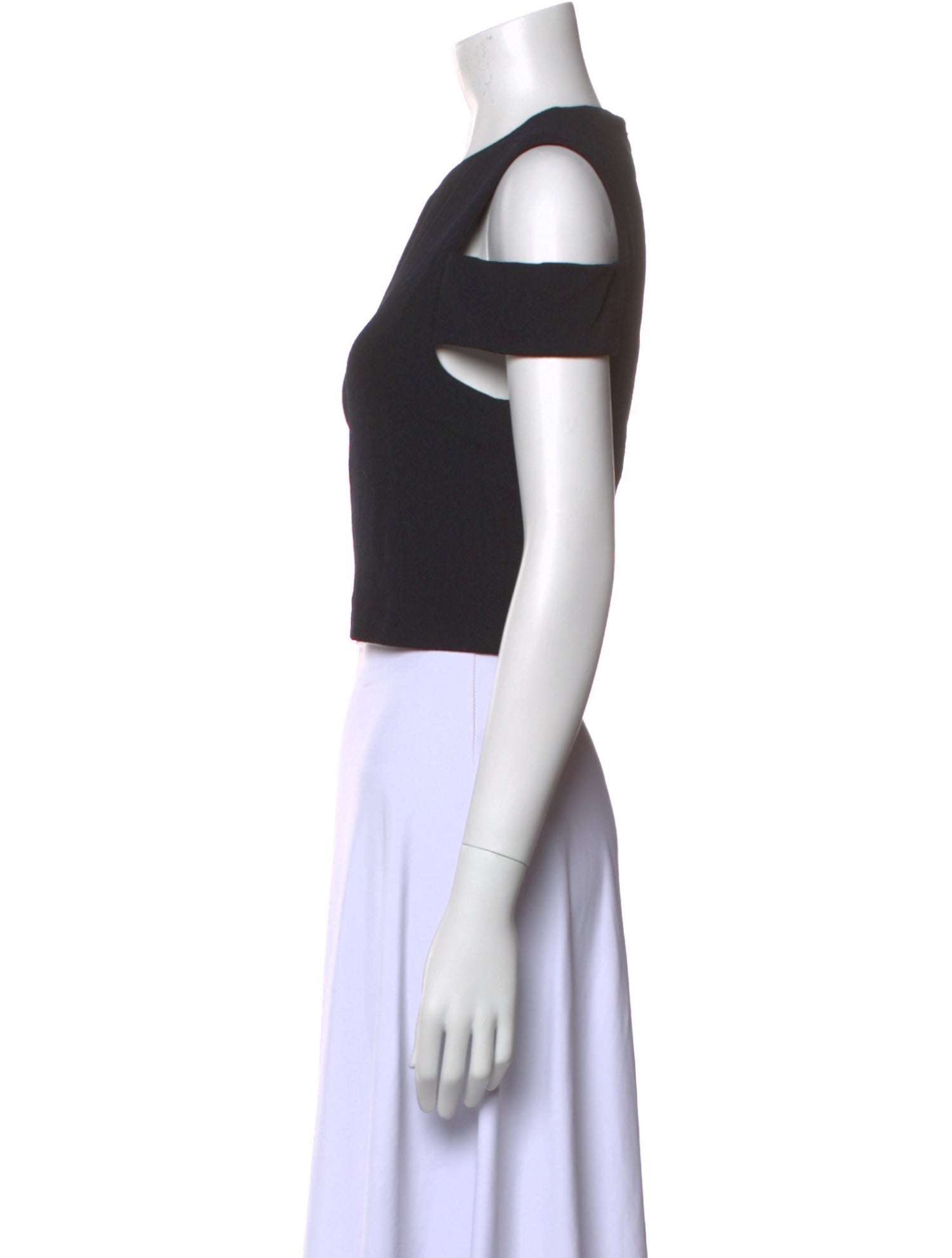 Tibi Crew Neck Short Sleeve Crop Top