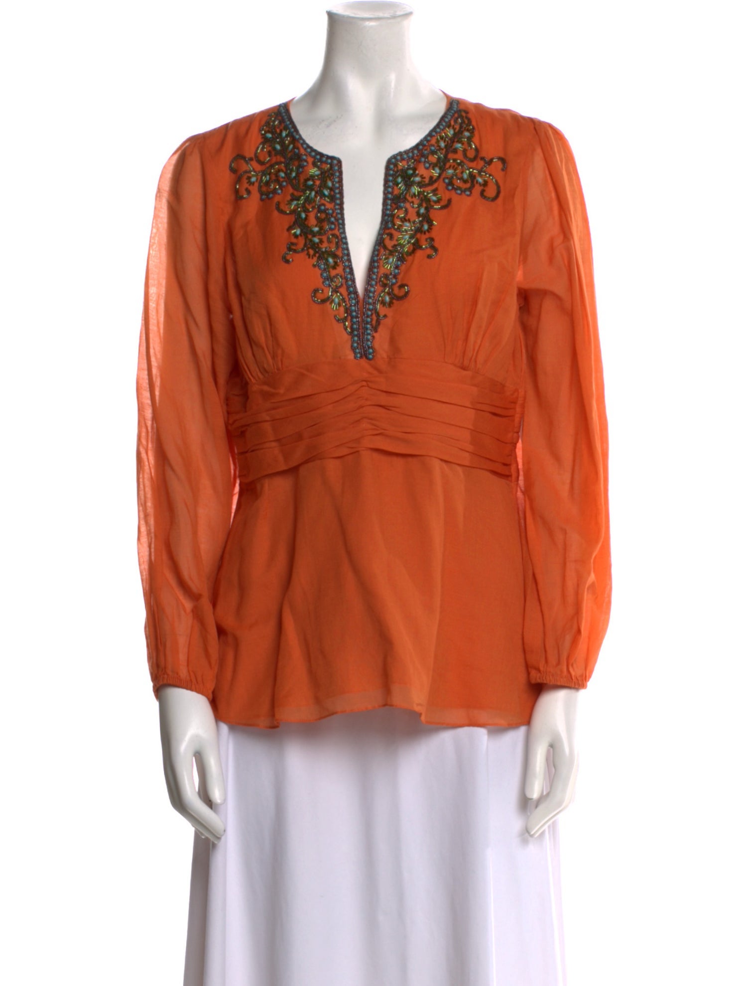 Tibi V-Neck Long Sleeve Blouse