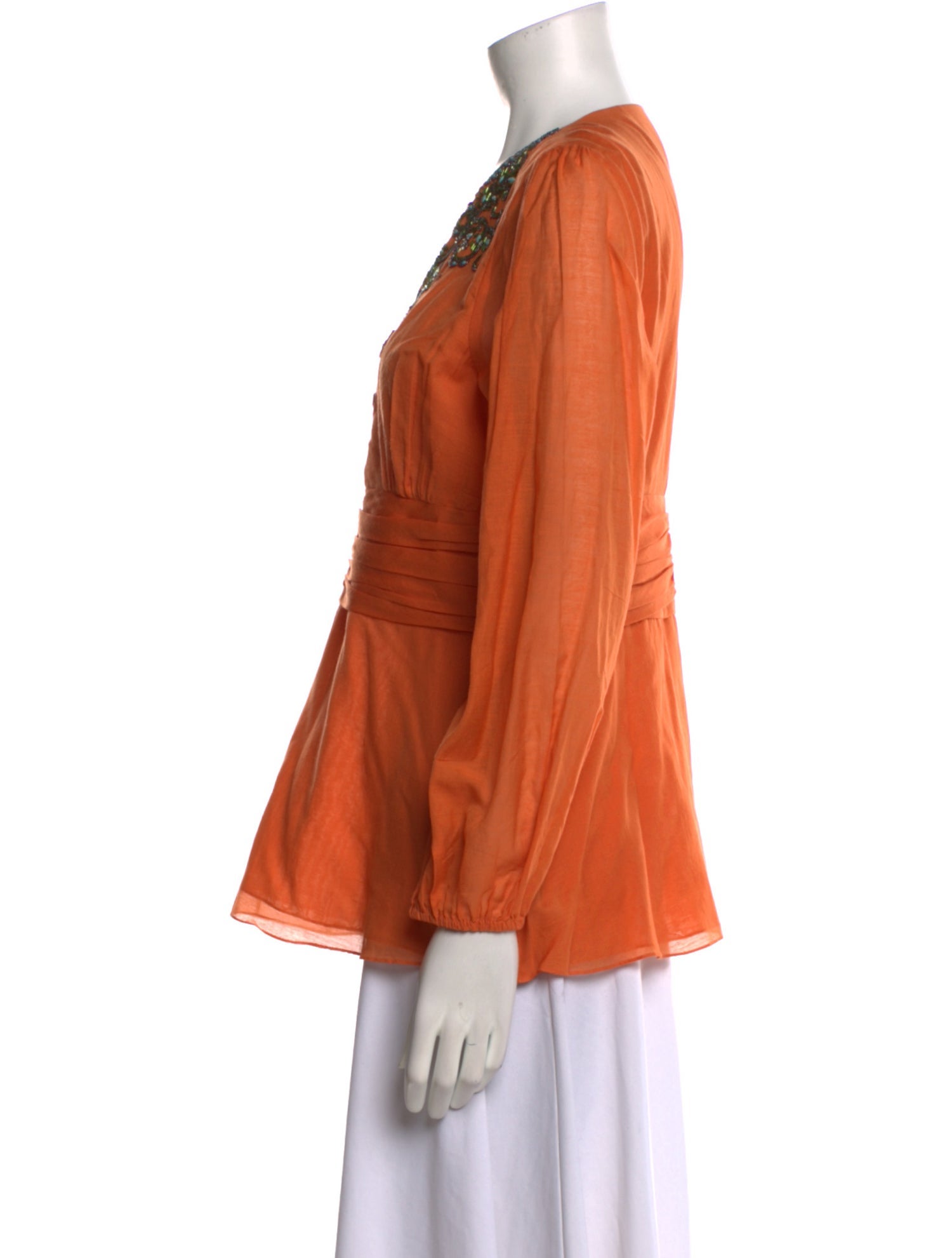 Tibi V-Neck Long Sleeve Blouse