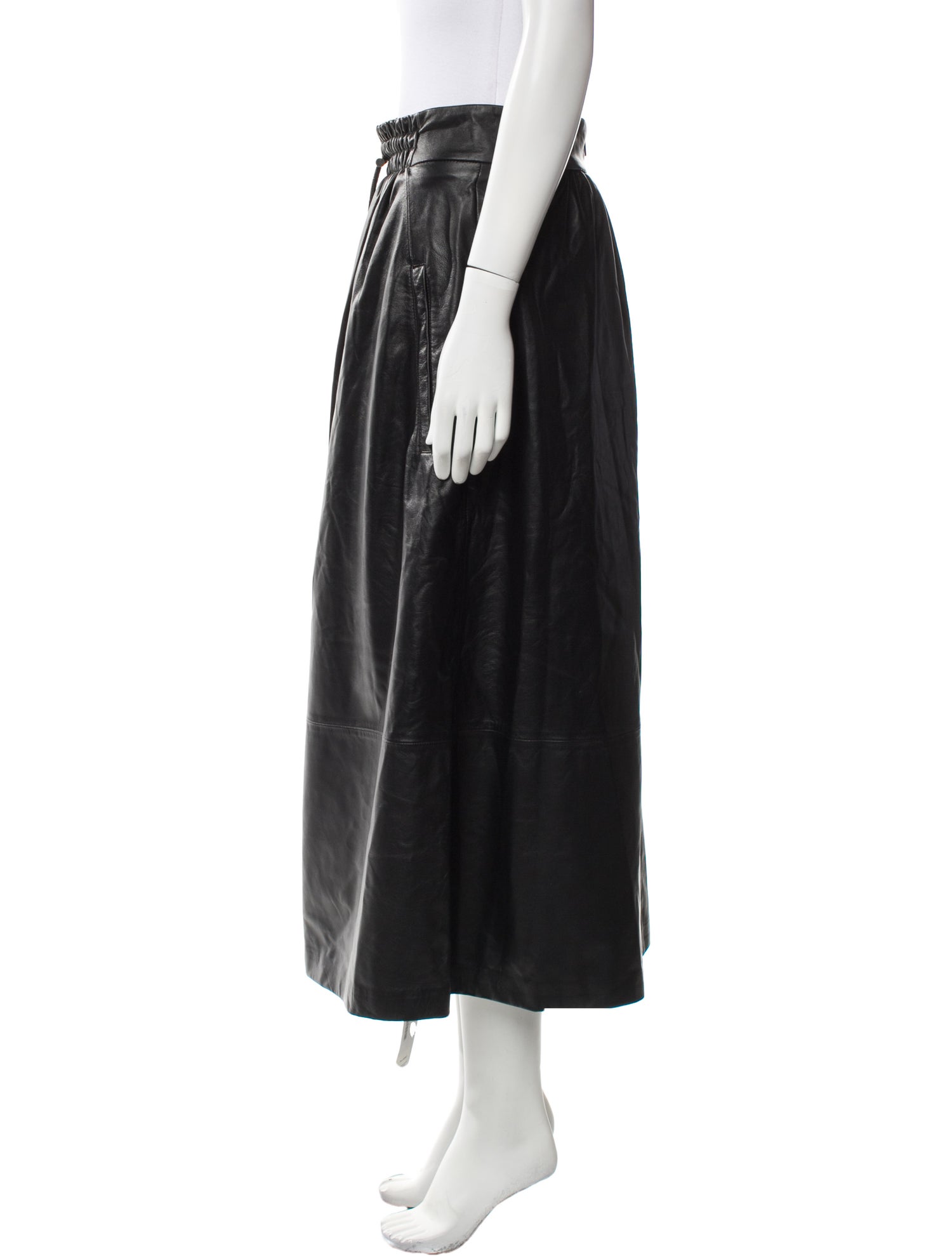 Tibi Lamb Leather Midi Length Skirt