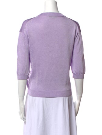 Tibi V-Neck Three-Quarter Sleeve Polo