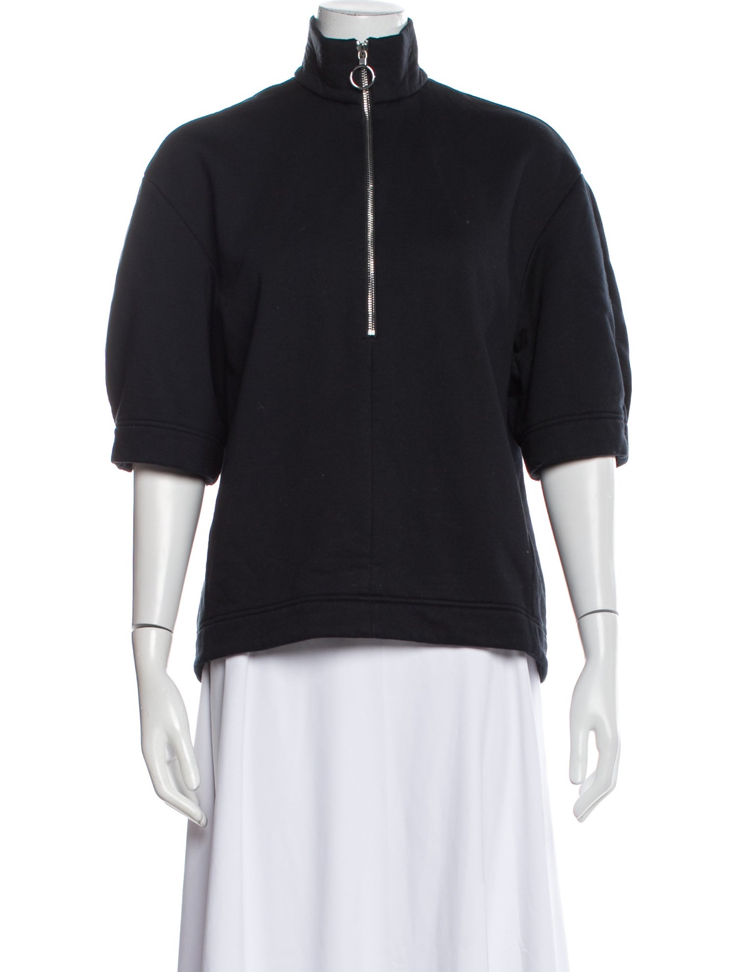 Tibi Mock Neck Three-Quarter Sleeve Sweatshirt