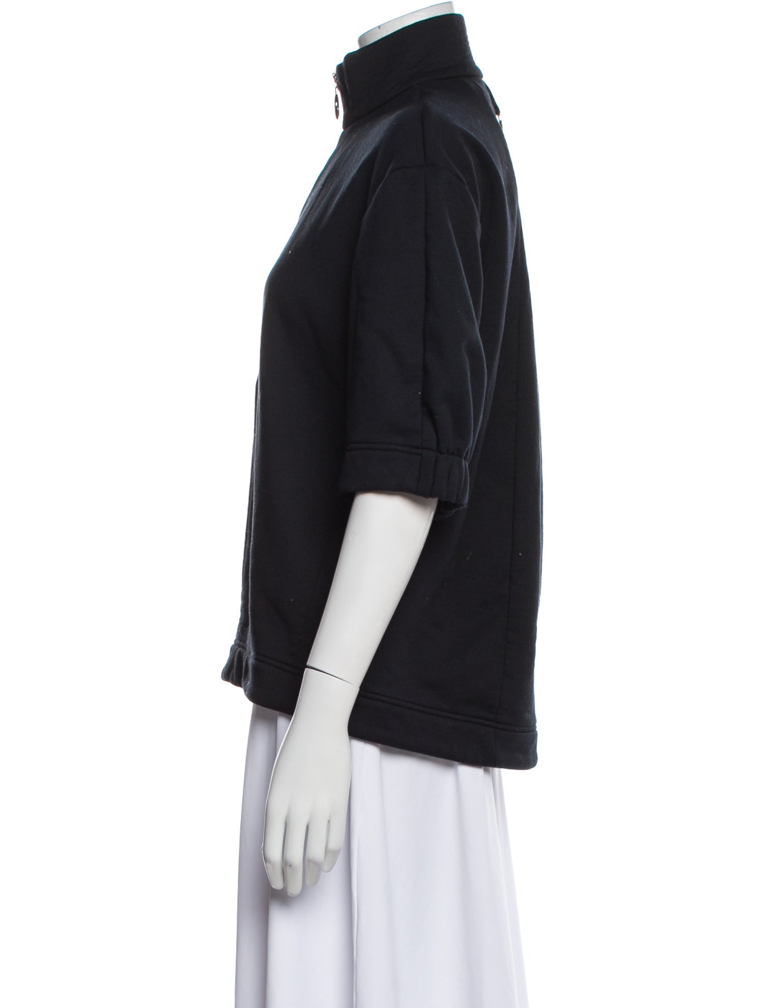 Tibi Mock Neck Three-Quarter Sleeve Sweatshirt