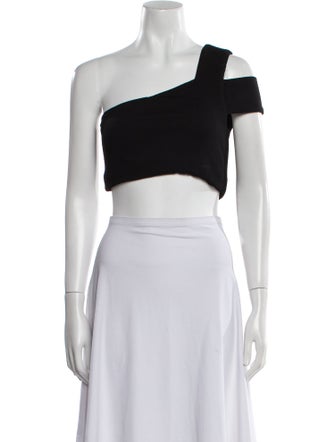 Tibi One-Shoulder Short Sleeve Crop Top
