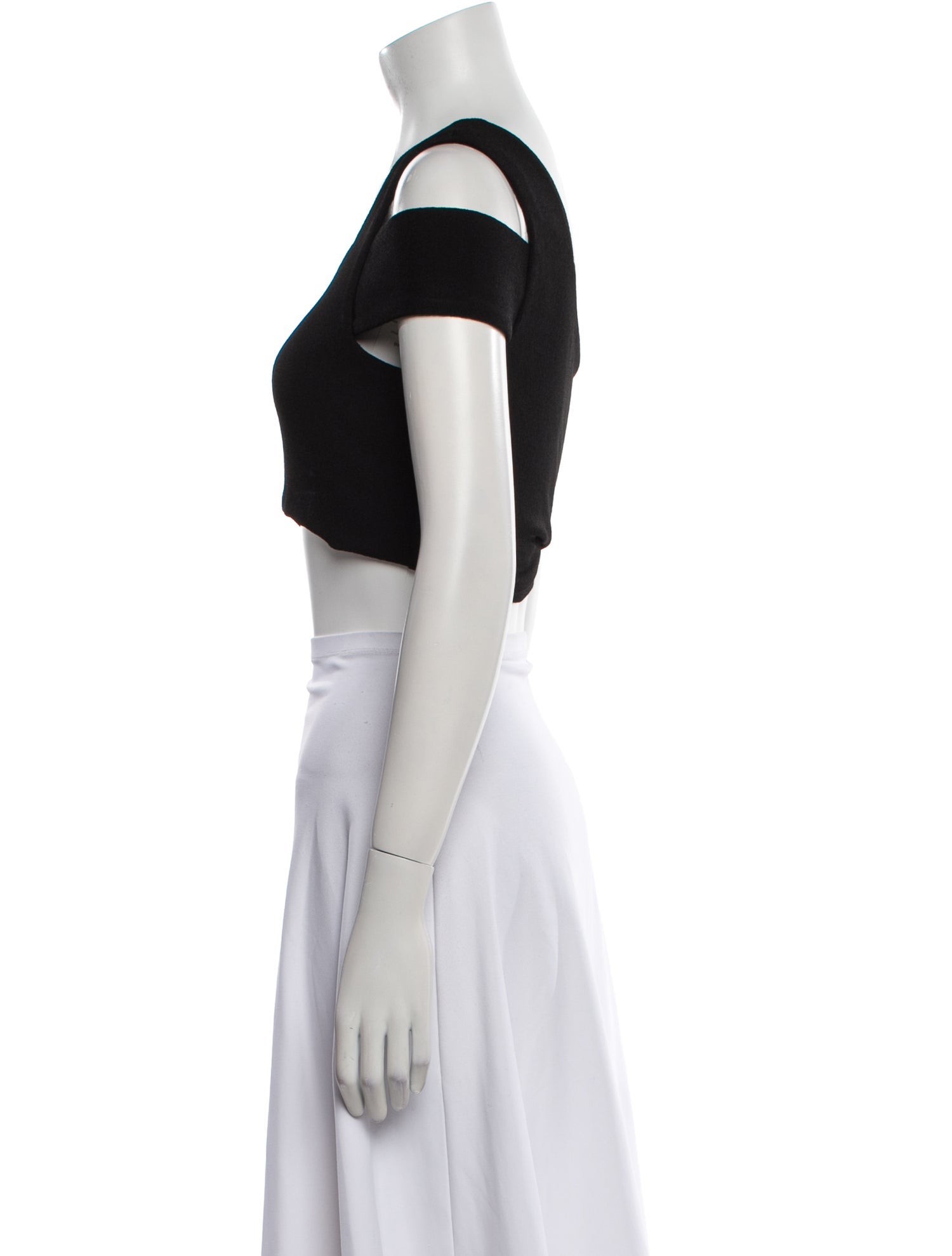 Tibi One-Shoulder Short Sleeve Crop Top