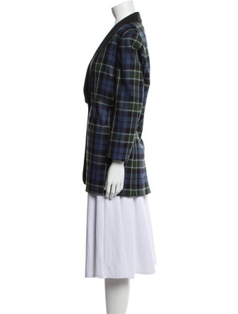 Tibi Virgin Wool Plaid Print Peacoat