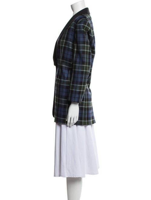 Tibi Virgin Wool Plaid Print Peacoat