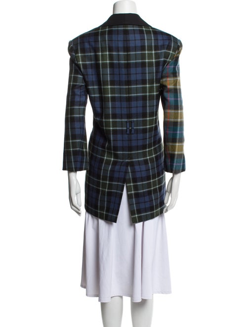 Tibi Virgin Wool Plaid Print Peacoat