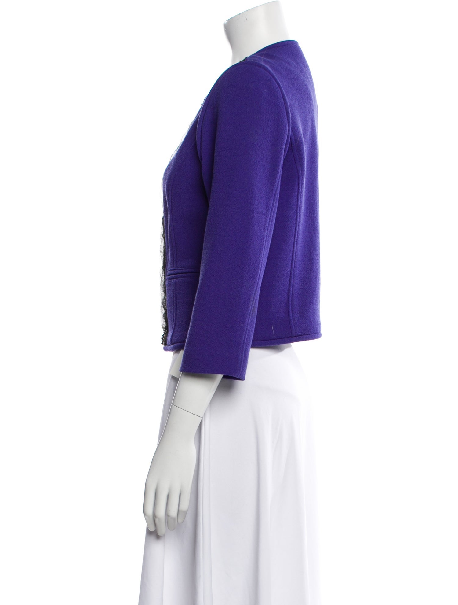 Tibi Virgin Wool Colorblock Pattern Evening Jacket