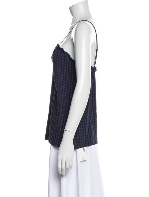 Tibi Plaid Print Square Neckline Top