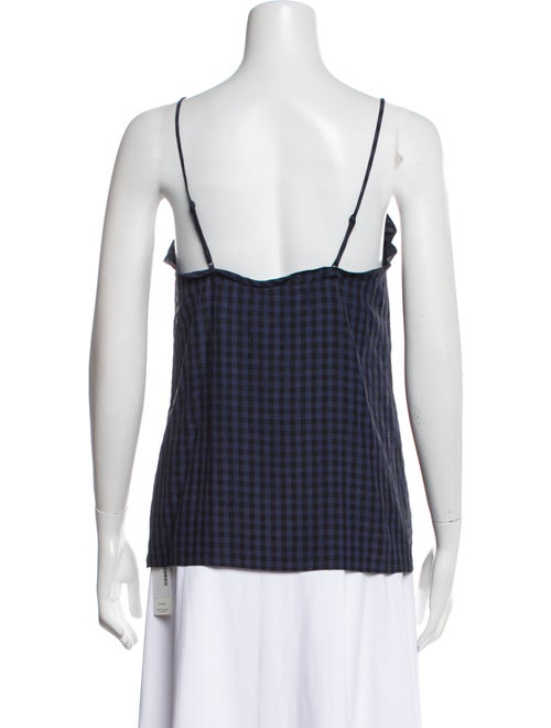 Tibi Plaid Print Square Neckline Top