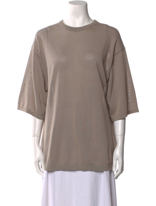 Tibi Crew Neck Three-Quarter Sleeve T-Shirt