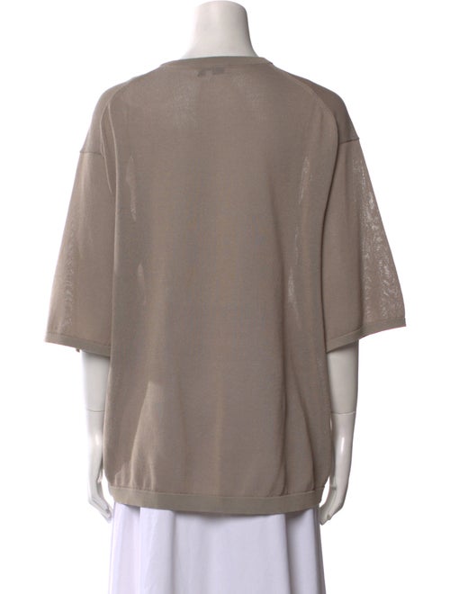 Tibi Crew Neck Three-Quarter Sleeve T-Shirt