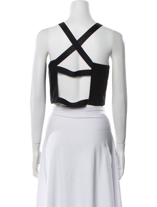 Tibi Plaid Print Square Neckline Crop Top