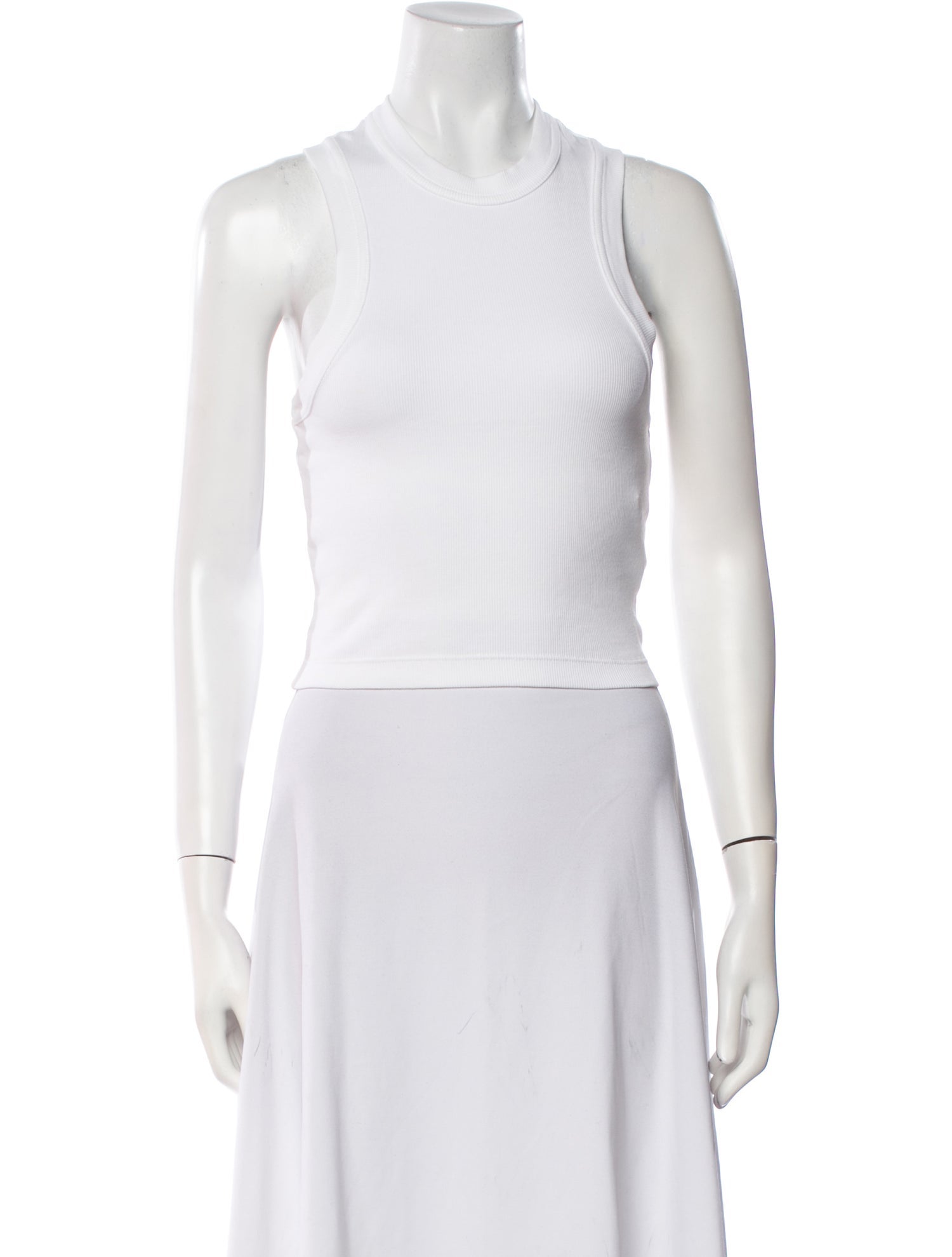 Tibi Crew Neck Sleeveless Crop Top