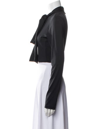 Tibi Tie Neck Long Sleeve Crop Top