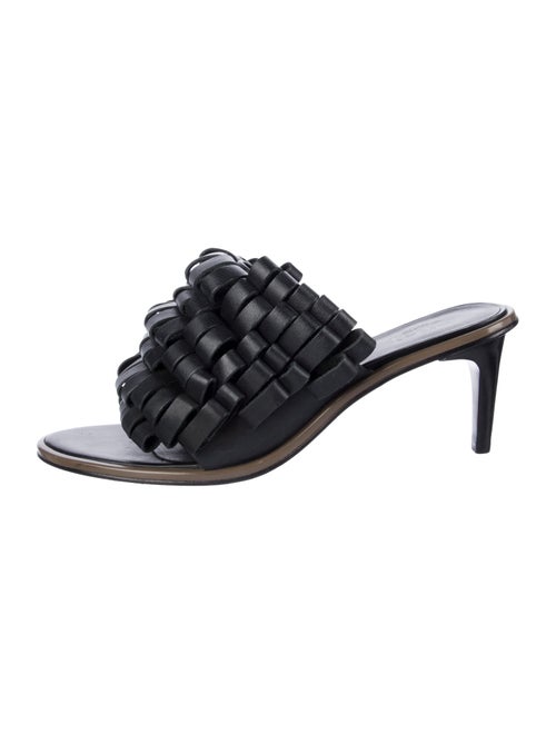 Tibi Leather Pleated Accents Slides