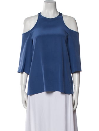 Tibi Silk Crew Neck Blouse