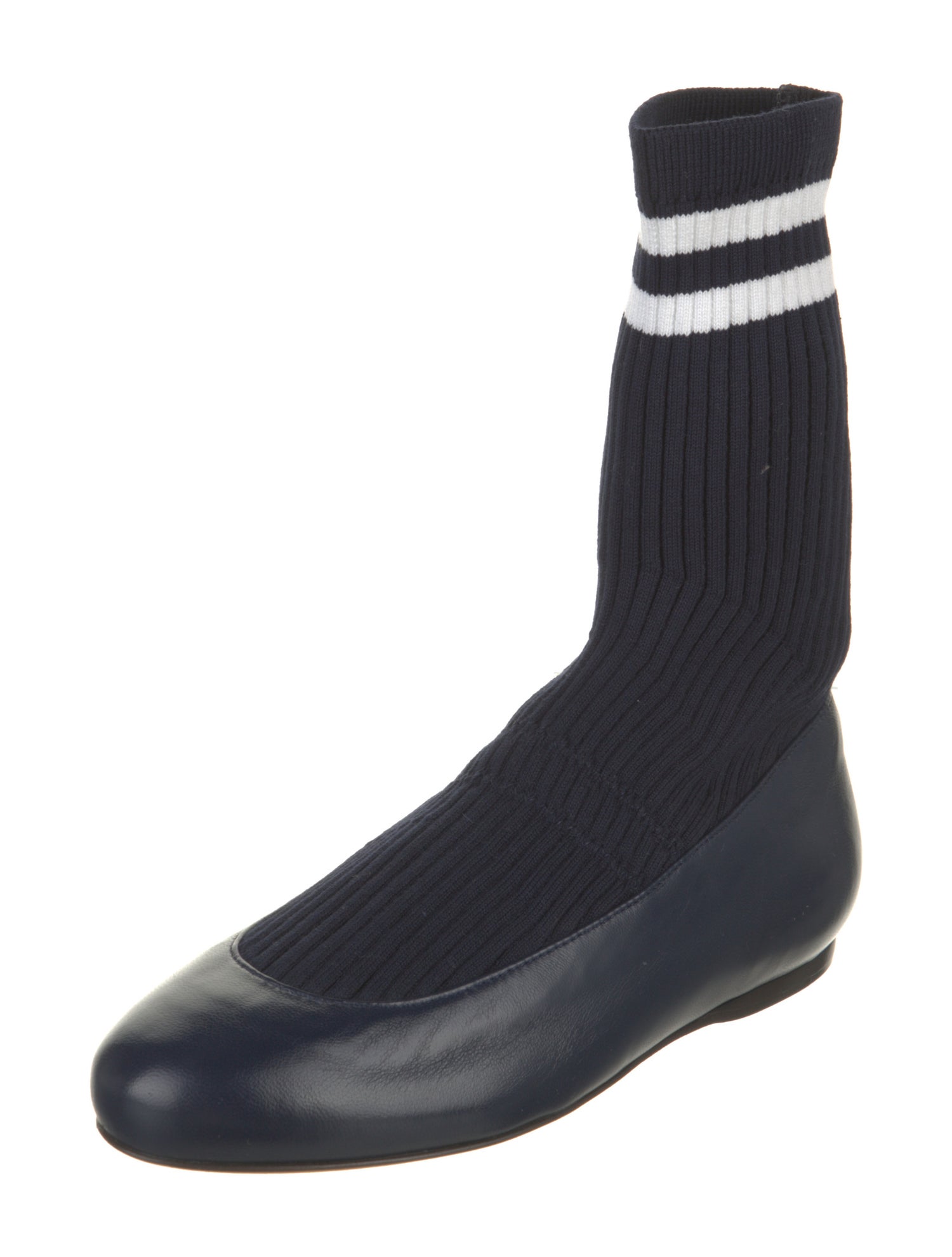 Tibi Leather Striped Flats