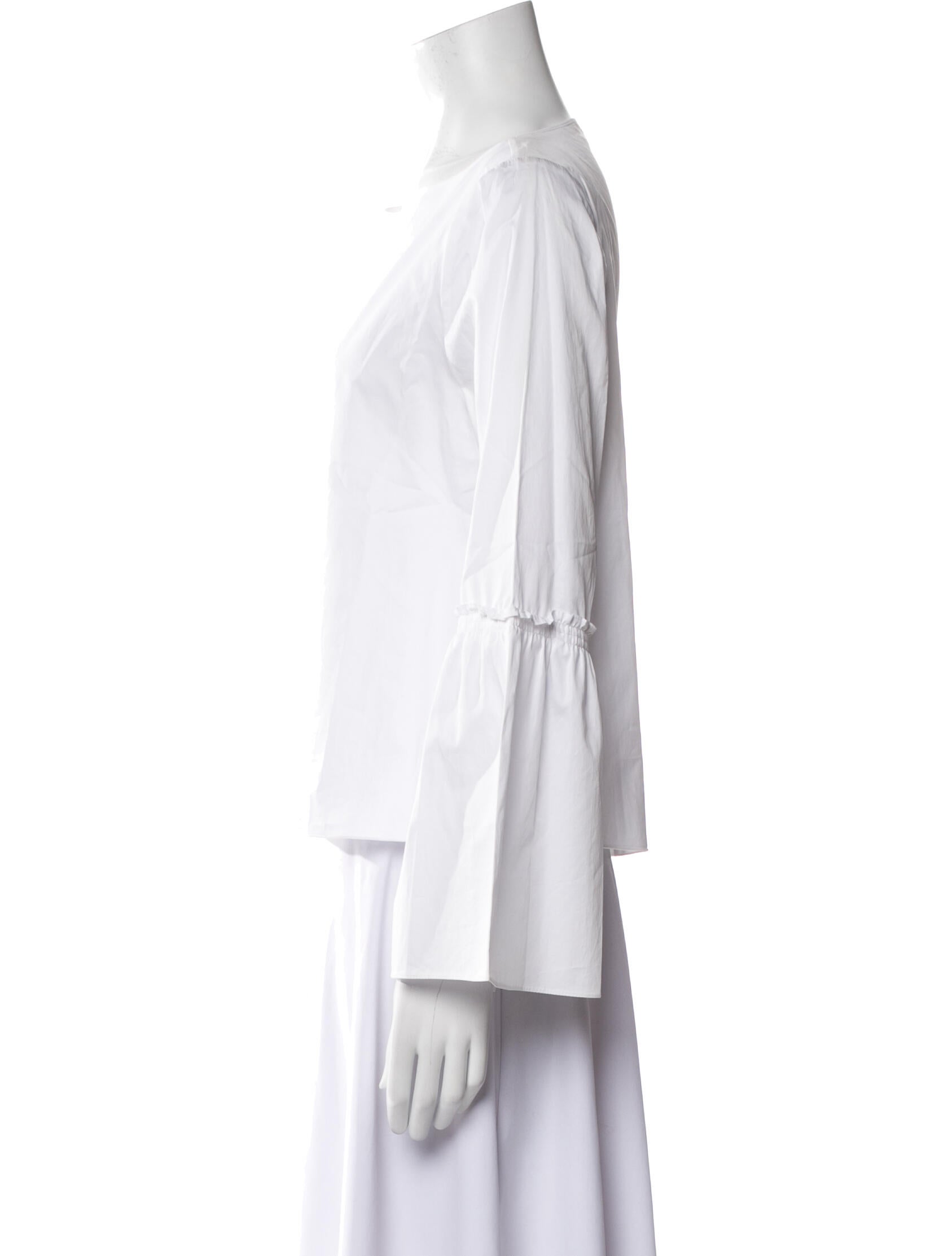 Tibi Bateau Neckline Long Sleeve Blouse