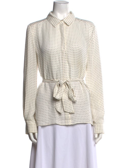 Tibi Silk Polka Dot Print Button-Up Top