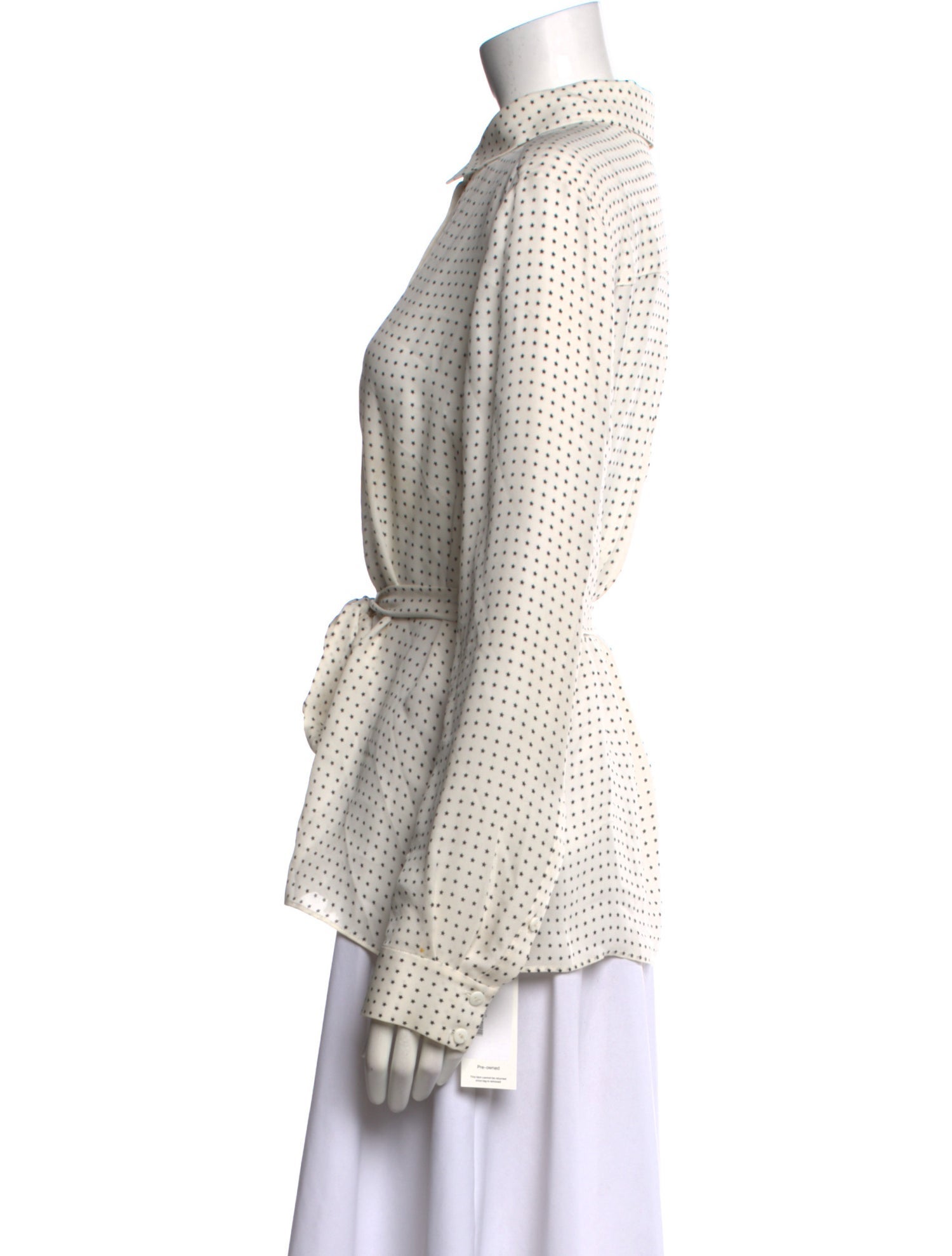 Tibi Silk Polka Dot Print Button-Up Top