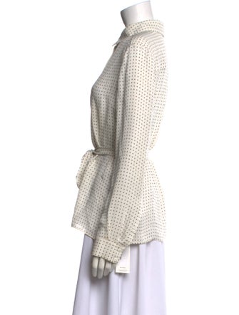 Tibi Silk Polka Dot Print Button-Up Top