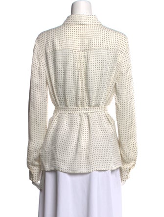 Tibi Silk Polka Dot Print Button-Up Top