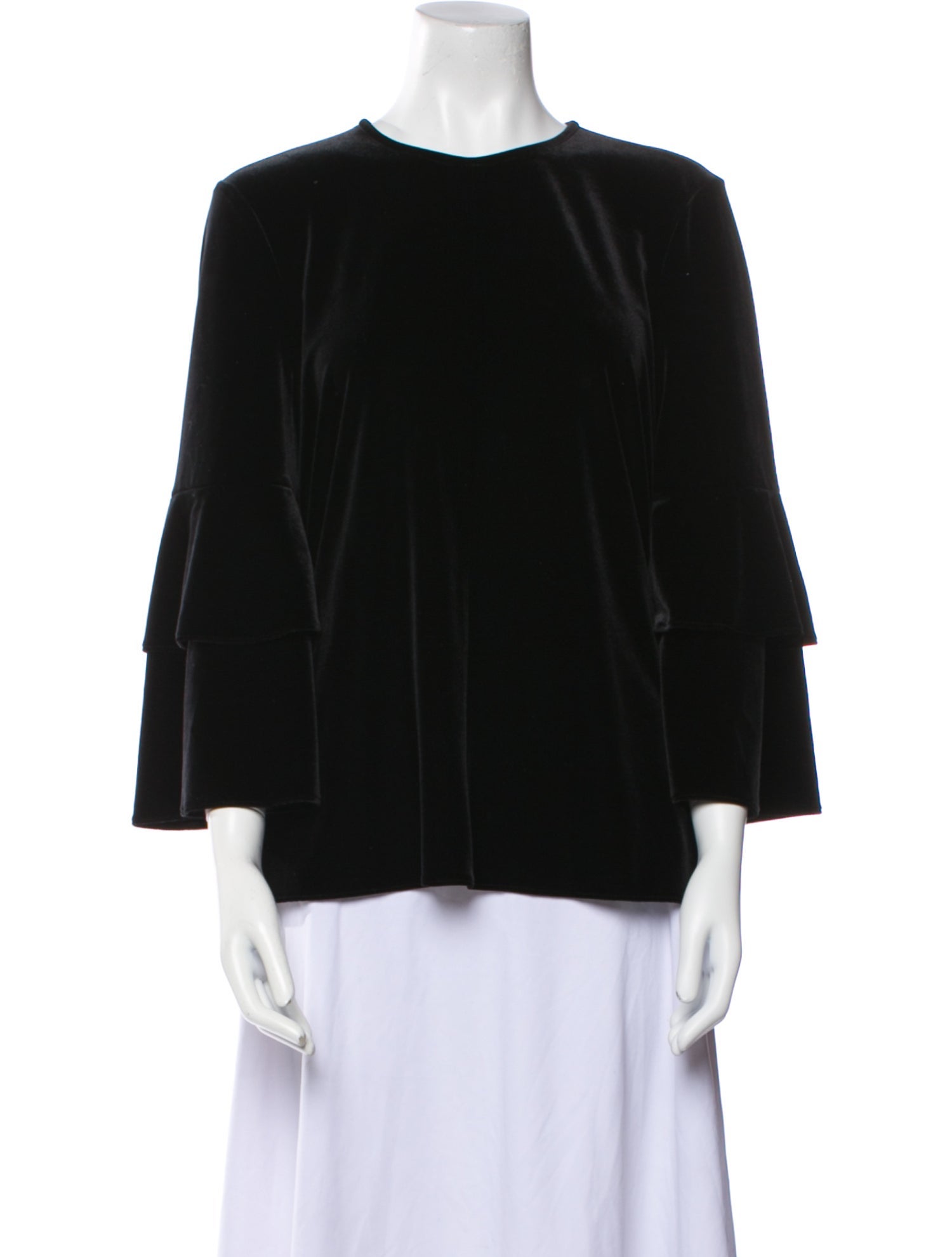 Tibi Crew Neck Three-Quarter Sleeve Blouse